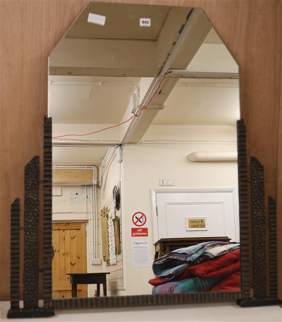 An Art Deco wrought and cast iron toilet mirror W.83cm